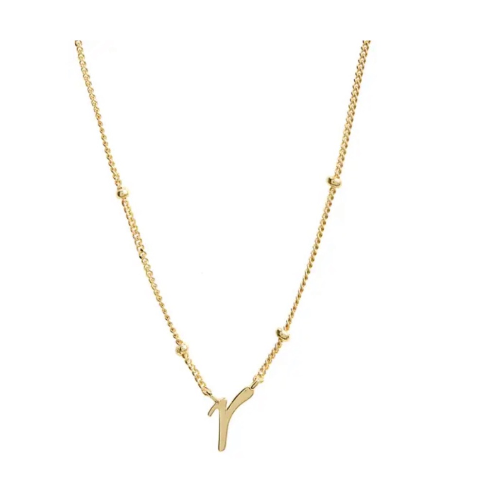 ❌Argento Vivo R Sterling Silver Rondelle Script Initial Pendant Necklace Gold R